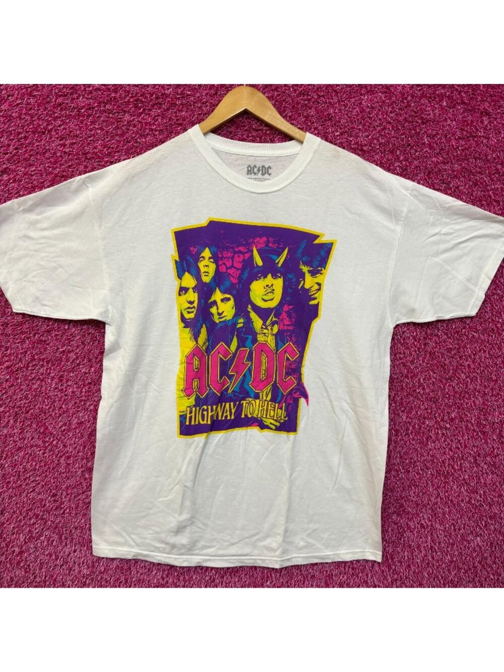 AC/DC Neon Highway to Hell Album Cover Art Hard Rock Tee XL